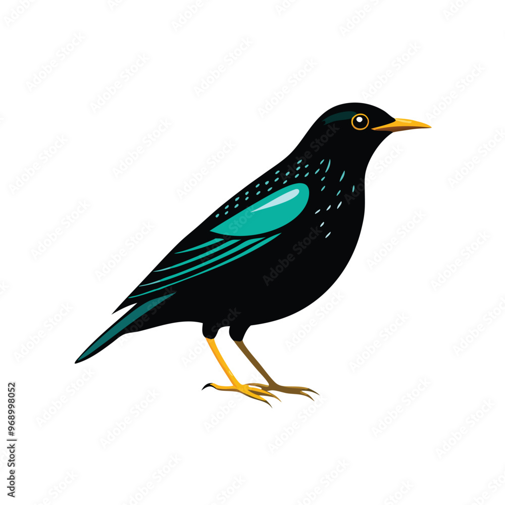 Obraz premium a Beautiful Starling bird silhouette vector art illustration, isolated white background, 