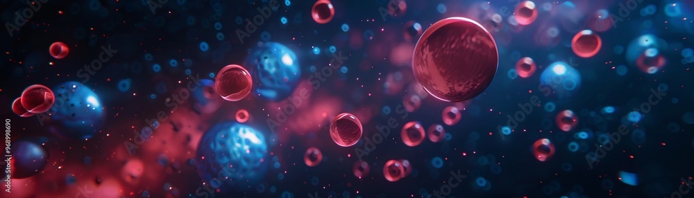 Abstract Red and Blue Spheres in a Dark Space. Abstract Red and Blue Spheres in a Dark Space.