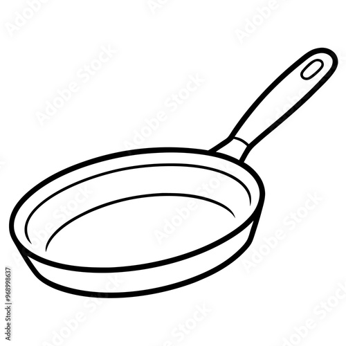 frying pan with pancake outline coloring book page line art drawing