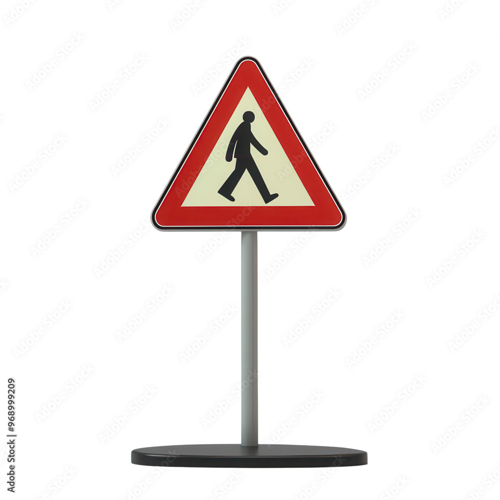 Pedestrian crossing warning sign isolated on white background, symbol cautioning drivers. Perfect for traffic safety and road signs stock images. Pedestrian crossing warning sign isolated on white background, symbol cautioning drivers. Perfect for traffic safety and road signs stock images.