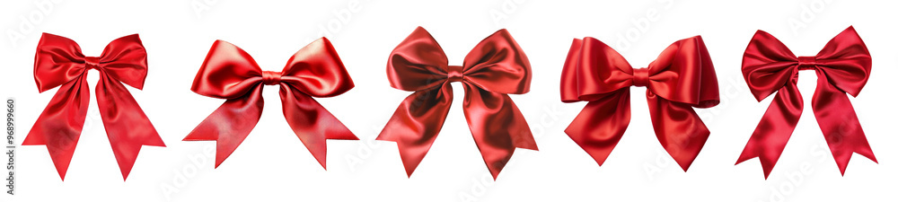 Red ribbon bow png cut out element set Red ribbon bow png cut out element set