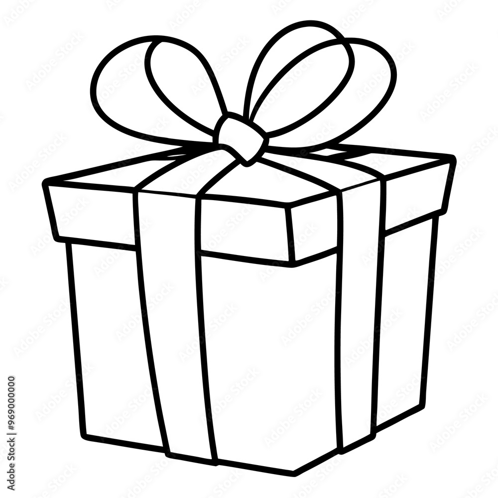 gift box with bow outline coloring book page line art drawing gift box with bow outline coloring book page line art drawing