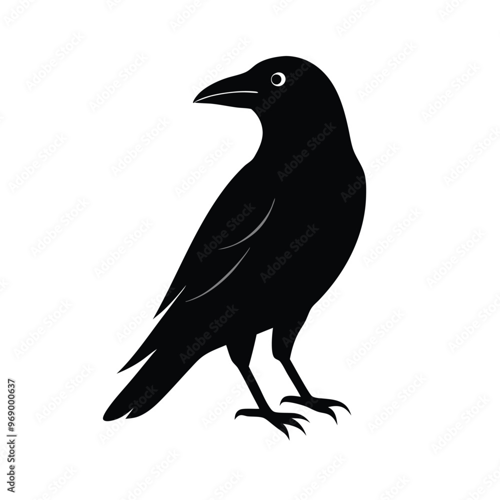 a flat crow silhouette vector art illustration, isolated white background, a flat crow silhouette vector art illustration, isolated white background,