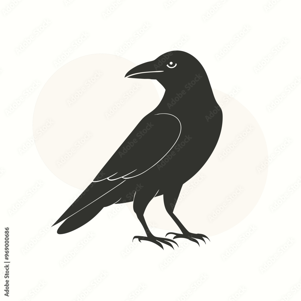Fototapeta premium a flat crow silhouette vector art illustration, isolated white background,
