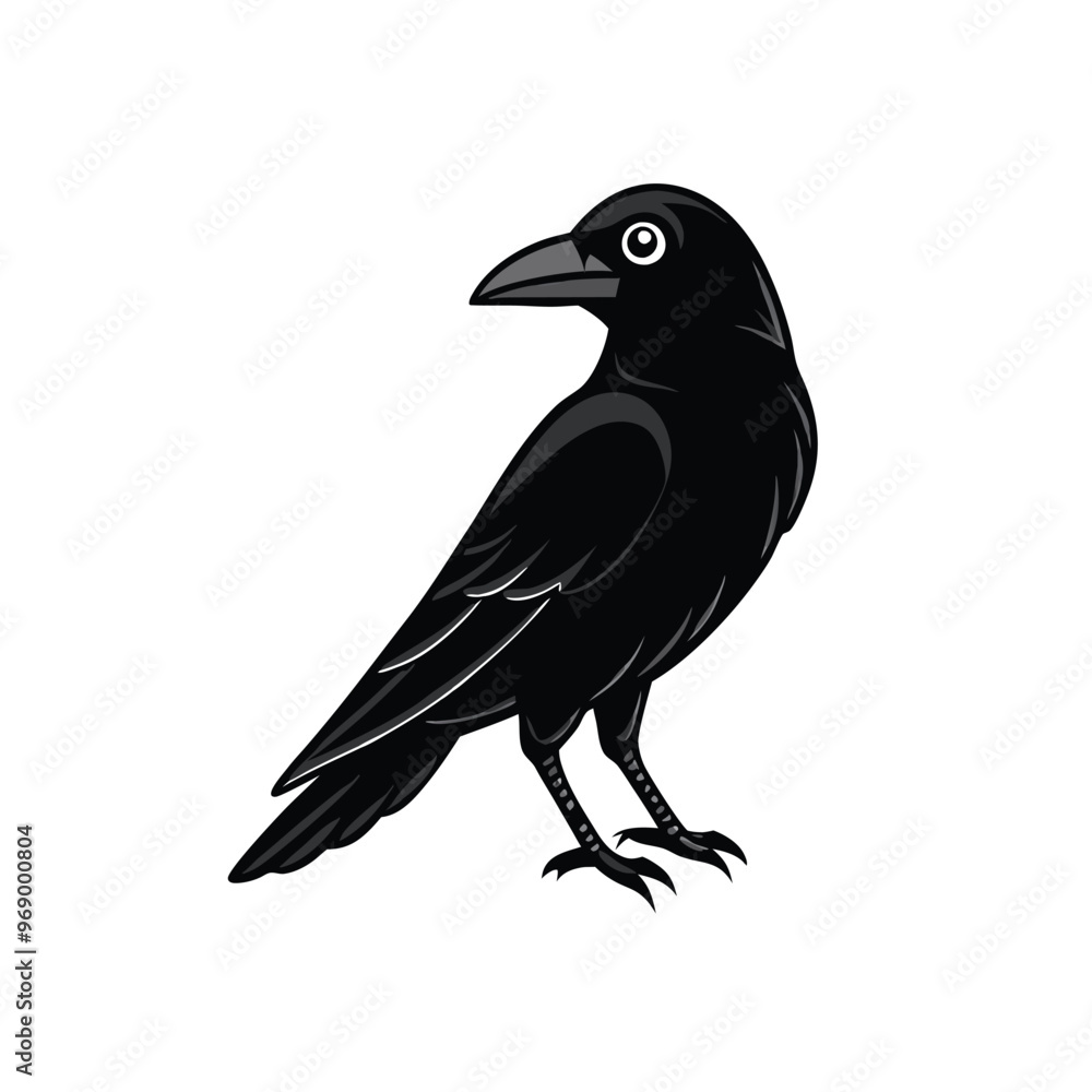 Fototapeta premium a flat crow silhouette vector art illustration, isolated white background,