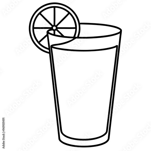 glass with lemon juice outline coloring book page line art drawing
