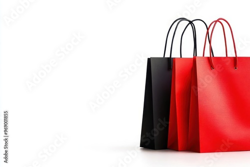 Wallpaper Mural Stylish red and black shopping bags arranged elegantly on a minimalist background, isolated on white background Torontodigital.ca