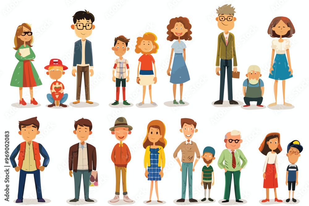 Cartoon People Set: Single Clipart Isolated on White Background Cartoon People Set: Single Clipart Isolated on White Background