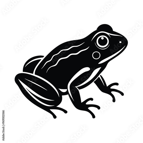 a frog silhouette vector art illustration, isolated white background,