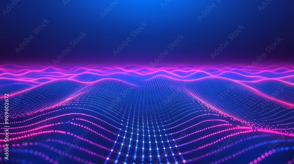 A vibrant digital landscape with flowing waves in pink and blue hues, representing modern technology and innovation. A vibrant digital landscape with flowing waves in pink and blue hues, representing modern technology and innovation.