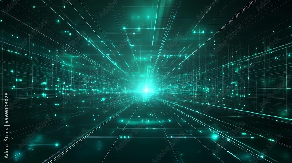A vibrant digital landscape with glowing lines and particles representing technology and innovation in a futuristic setting. A vibrant digital landscape with glowing lines and particles representing technology and innovation in a futuristic setting.