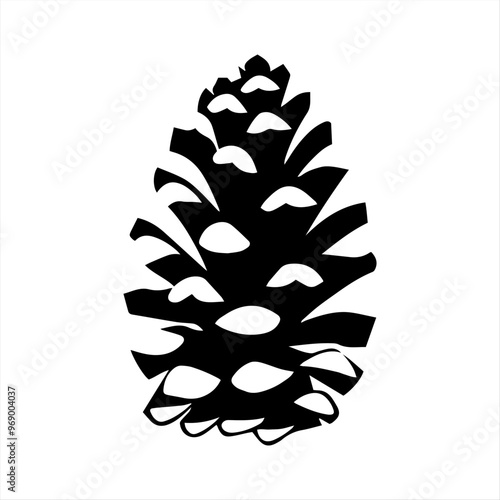Black and white pine cone illustration, perfect for nature, seasonal, or holiday-themed designs