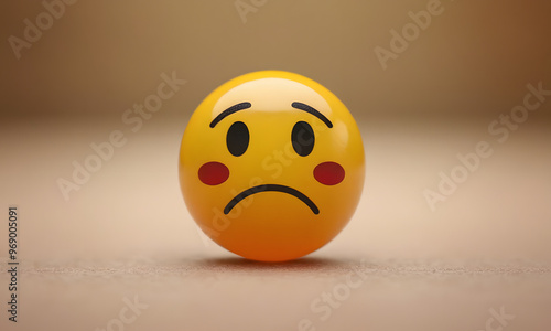 sad emoji face on blurry background, sad face on soft smooth background