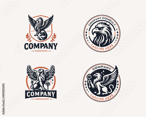 Set Griffin Guardian Logo template for corporate business