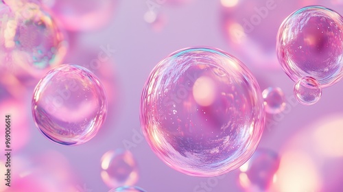 Wallpaper Mural Shop bubble flying pink gradient transparent fluorescent blurred background Torontodigital.ca