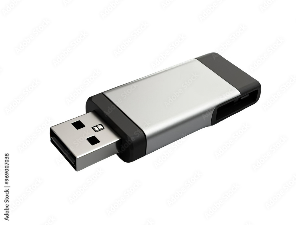 USB Flash Drive with Metallic Finish Isolated on White or Transparent PNG USB Flash Drive with Metallic Finish Isolated on White or Transparent PNG