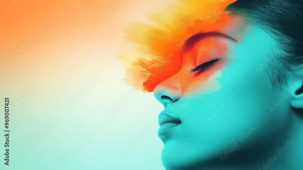 Serene Rest and Emotional Recovery Concept in Soft Watercolor - Close-up of Person with Head on Pillow, Copy Space for Text Serene Rest and Emotional Recovery Concept in Soft Watercolor - Close-up of Person with Head on Pillow, Copy Space for Text