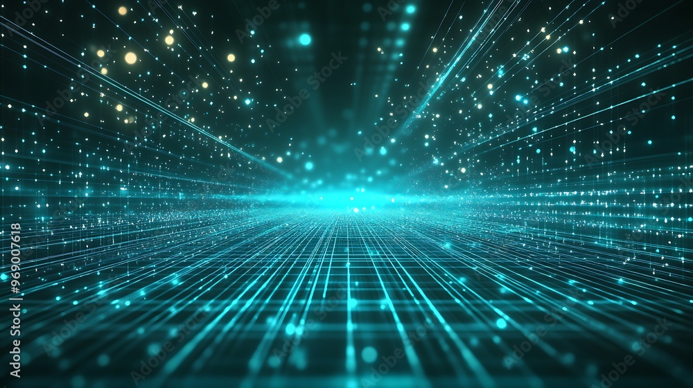 Abstract digital landscape with glowing particles and lines, creating a futuristic and dynamic atmosphere of technology and innovation. Abstract digital landscape with glowing particles and lines, creating a futuristic and dynamic atmosphere of technology and innovation.