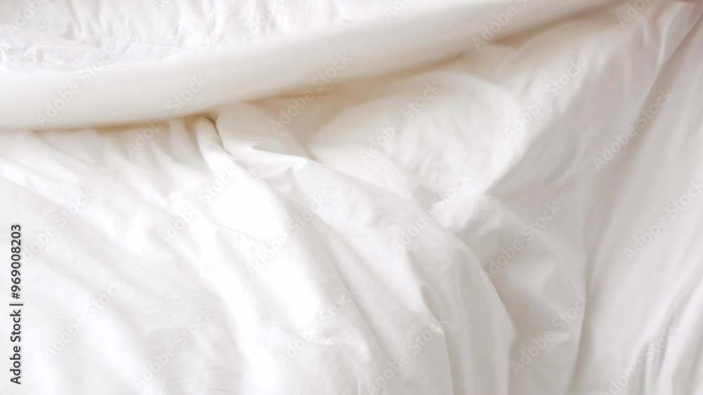 view to linen white bed while a man housekeeping cleaning bed make up bed blanket and pillow in morning time in bedroom of hotel resort, made up bedroom in resort hotel view to linen white bed while a man housekeeping cleaning bed make up bed blanket and pillow in morning time in bedroom of hotel resort, made up bedroom in resort hotel