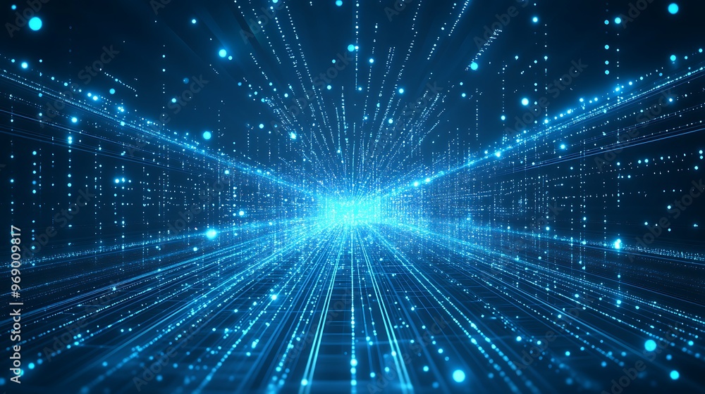 Obraz premium Captivating blue light beams create a dynamic background, perfect for technology and abstract designs.