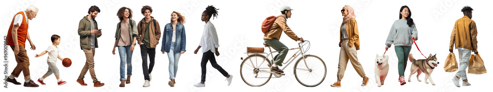 Fototapeta premium people full body png cut out element set