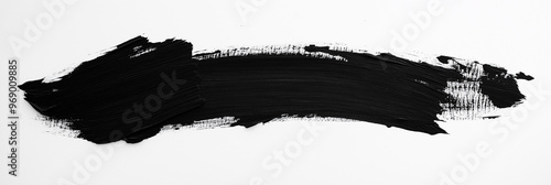 bright black brush stroke of paint on white background