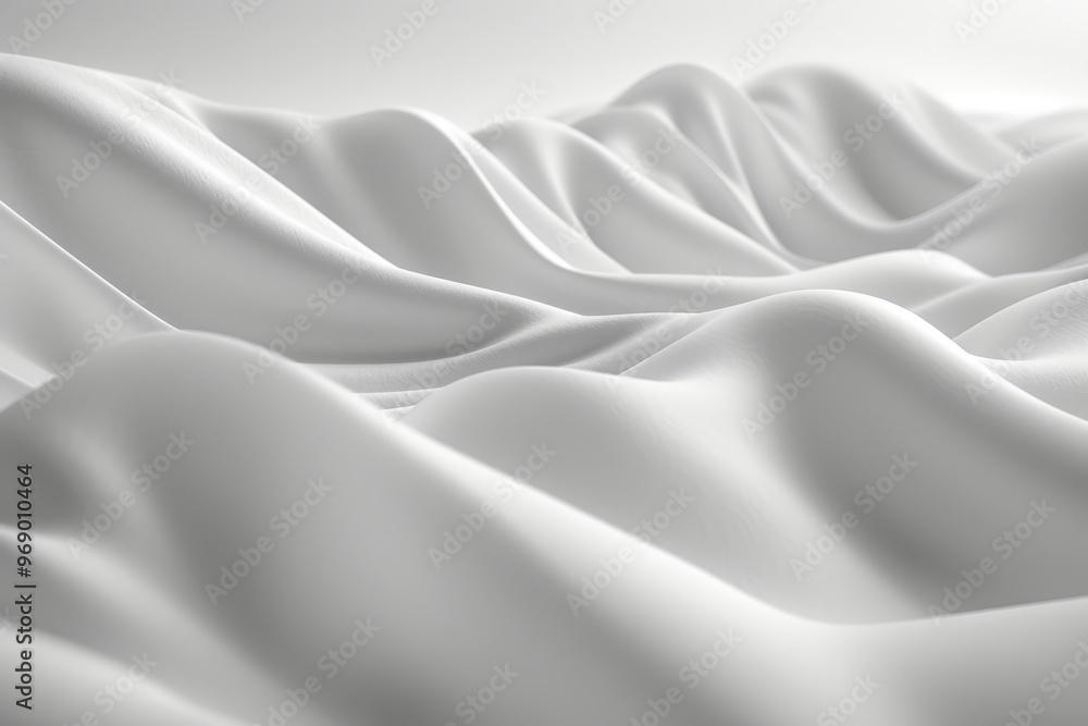 Abstract Background with Flowing White Cloth, Wavy Silk Texture, 3D Render Illustration Abstract Background with Flowing White Cloth, Wavy Silk Texture, 3D Render Illustration