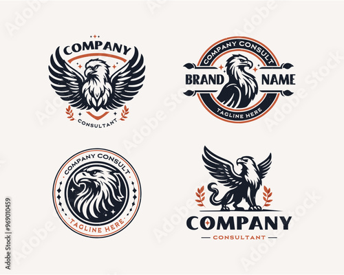 Set Griffin Guardian Logo template for corporate business