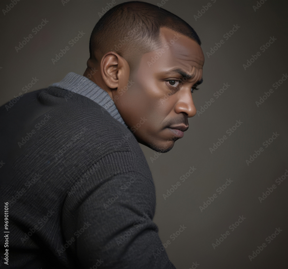 Fototapeta premium Portrait of a serious middle aged African American man