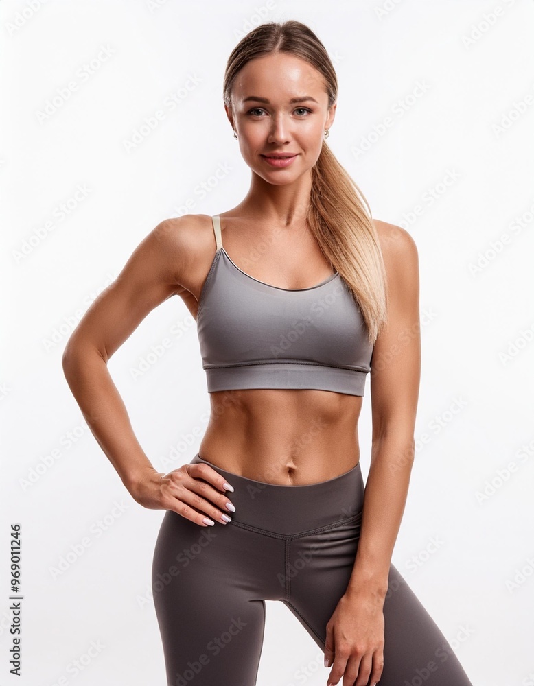 Sporty Beautiful Woman in Workout Clothes Isolated on White Background Sporty Beautiful Woman in Workout Clothes Isolated on White Background