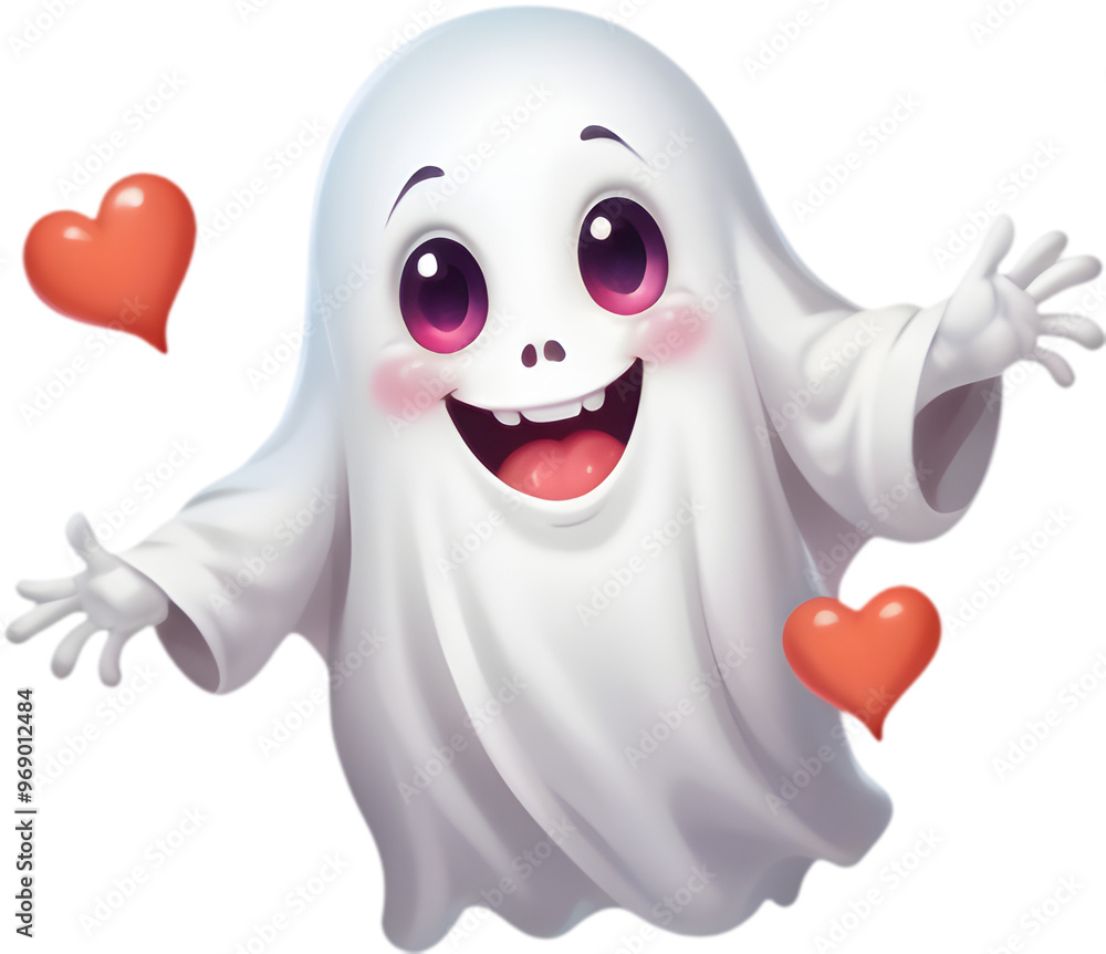 Happy Ghost Floating in a Whimsical Way Happy Ghost Floating in a Whimsical Way