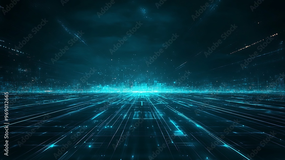 Futuristic abstract digital landscape with glowing lines and particles, perfect for tech-themed projects or backgrounds. Futuristic abstract digital landscape with glowing lines and particles, perfect for tech-themed projects or backgrounds.