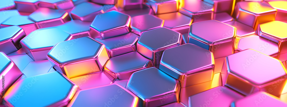 Futuristic Hexagonal Pattern with Neon Glow Futuristic Hexagonal Pattern with Neon Glow