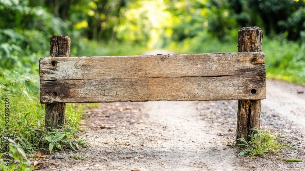 Rustic Wooden Signpost on a Path in the Woods. Rustic Wooden Signpost on a Path in the Woods.
