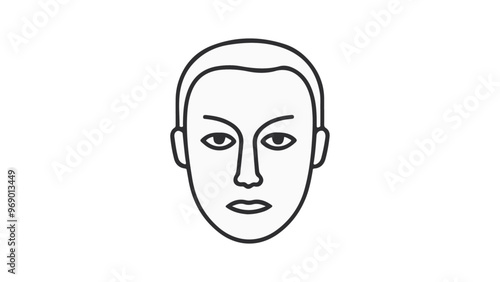 illustration of a little bit angry face, outline vector illustration of a little bit angry person