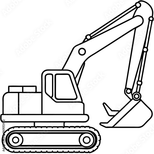 hydraulic excavator machine outline coloring book page line art drawing
