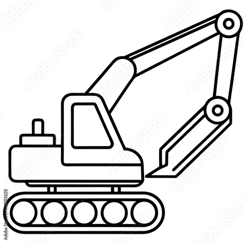 hydraulic excavator machine outline coloring book page line art drawing