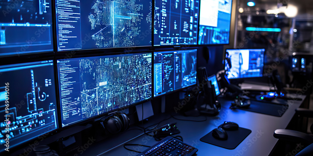 SWAT's Digital Command Center: A wall-mounted display and an array of high-tech devices, including tablets and headsets. SWAT's Digital Command Center: A wall-mounted display and an array of high-tech devices, including tablets and headsets.