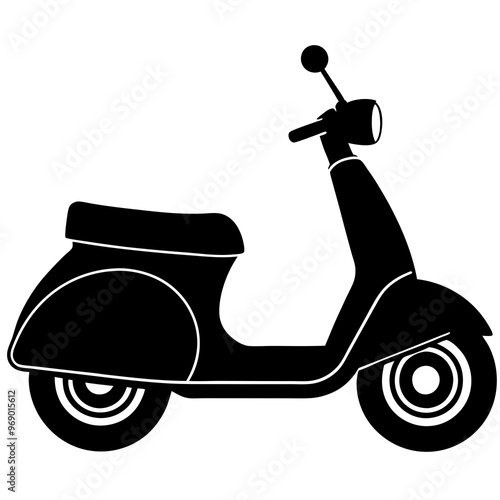 scooter vector silhouette black bike illustration on white background