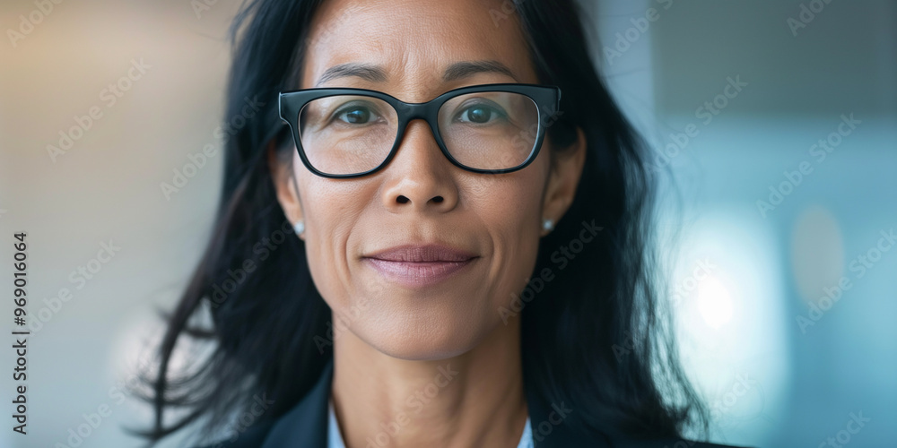 Fototapeta premium Portrait headshot of professional mature Asian woman wearing business sui