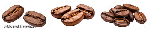 realistic photo of coffee beans png cut out element set