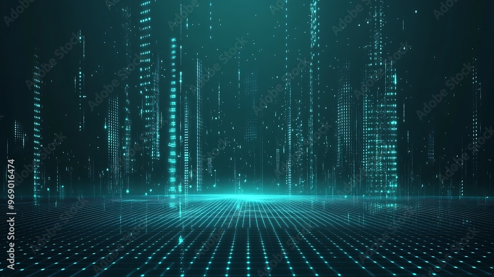 Futuristic digital landscape with glowing dots and lines, creating a mesmerizing visual of technology and innovation. Futuristic digital landscape with glowing dots and lines, creating a mesmerizing visual of technology and innovation.