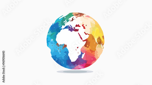 Colorful Circle Globe Flat Vector Isolated on White Background