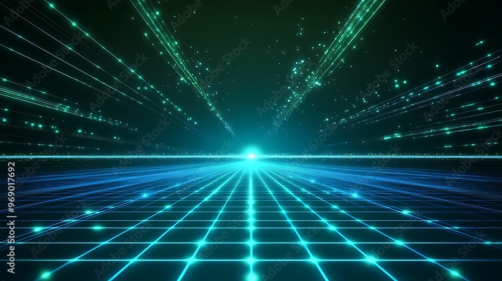 Futuristic digital landscape with glowing lines and a grid. Vivid neon colors create an immersive, tech-inspired visual experience. Futuristic digital landscape with glowing lines and a grid. Vivid neon colors create an immersive, tech-inspired visual experience.
