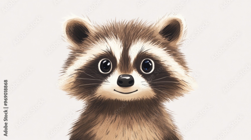 Illustration of an adorable raccoon on a whiteboard Illustration of an adorable raccoon on a whiteboard