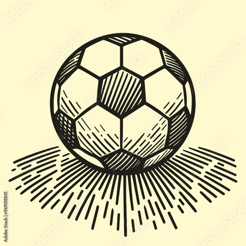 football, soccer ball vintage sketch