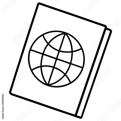 international passport outline coloring book page line art drawing