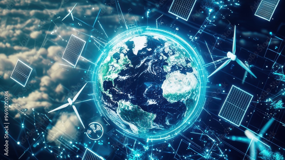 Fototapeta premium Sustainable Energy Solutions for a Greener Future of Global Connectivity