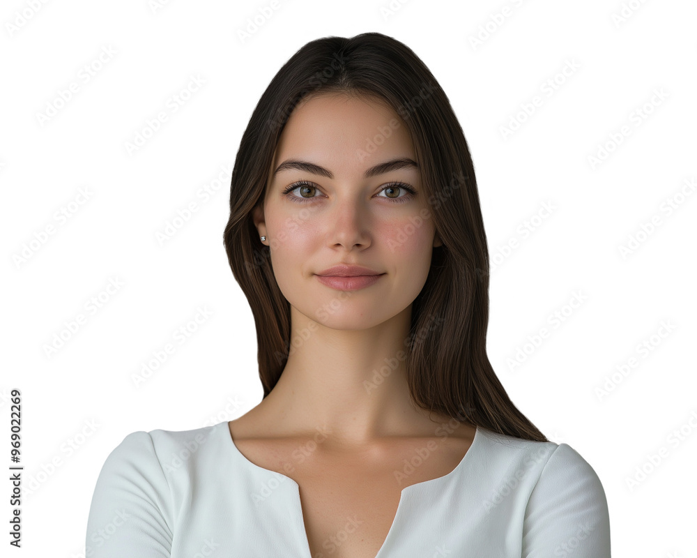 isolated portrait of a young woman with a positive, natural, and confident expression isolated portrait of a young woman with a positive, natural, and confident expression