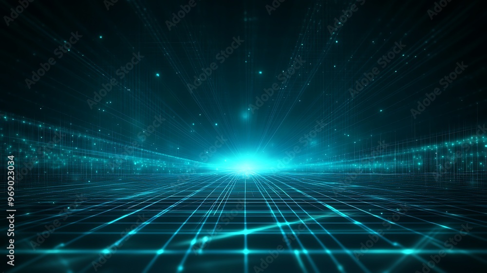 Futuristic landscape with glowing lines and radiant light. Ideal for technology, science, and digital art themes. Futuristic landscape with glowing lines and radiant light. Ideal for technology, science, and digital art themes.